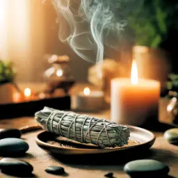 La sauge en petit fagot pour être brûler comme un encens efficace. Brûler un fagot de sauge sèche pour purifier la maison.