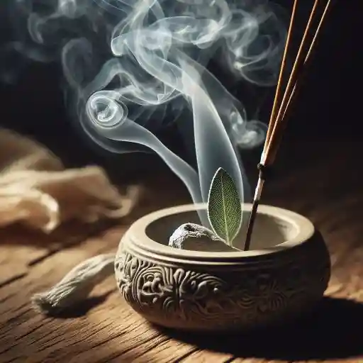 Bruler de l'encens avec de la sauge officinale dans l'ascensoir.