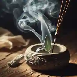 Bruler de l'encens avec de la sauge officinale dans l'ascensoir.