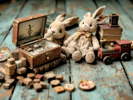 Ojets et jouets d'enfants anciens.