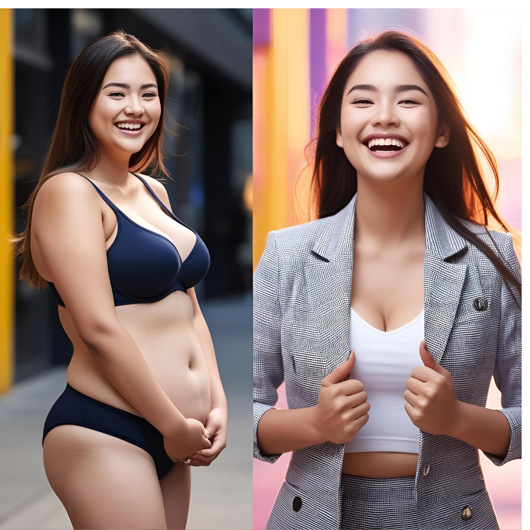 les résultat du régime alimentaire visuels. Une femme qui a minci naturellement et agréablement.