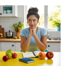 Une femme qui se pose des questions sur son régime alimentaire.